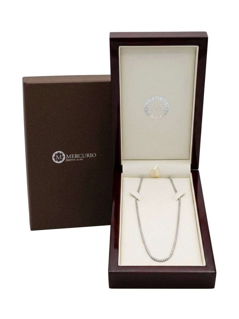 14K White Gold 1.50 CTTW Diamond Tennis Necklace 145 Stones 8.8g Box